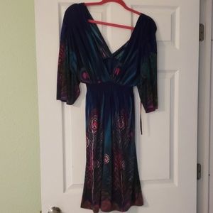 Beautiful Blue Peacock Patterned Dress